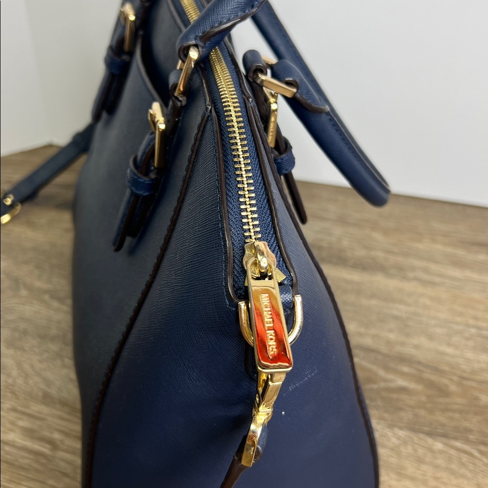 Michael Kors “CIARA” Navy Saffiano Leather Satchel (Size Medium) - Picture 6 of 14